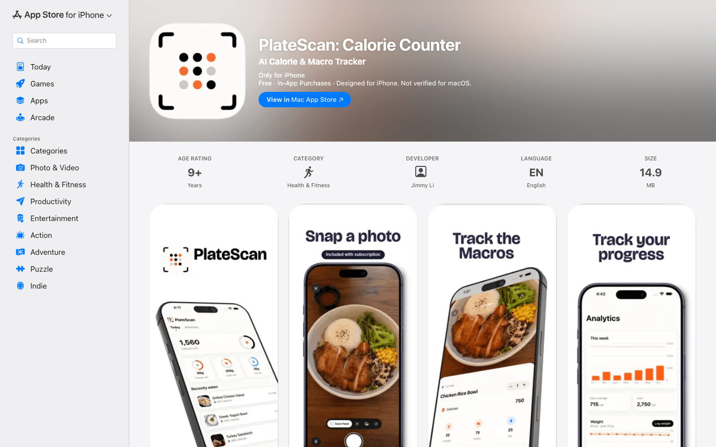 PlateScan: Calorie Counter screenshot
